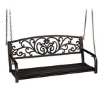 Relaxdays Banc Suspendu, 2 sièges, balançoire de Jardin, Design Vintage, métal,HlP 197x133x58cm, Noir - Bronze