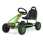 DREAMADE Kart à Pédale Enfant, Go-Kart d’Extérieur avec Charge Maximale 25KG, Siège Réglable, Frein, 4 Roues pour 3-6 Ans Enfants, Filles, Garçons (86 x 50 x 55 cm, Vert)