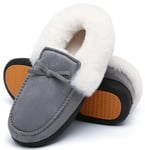 Mishansha Chaussons Femme Hiver Pantoufles Femme Hiver Chaud Confortable Charentaises Femme Fourré Slippers Femme Gris Fumé,Gr.41 EU