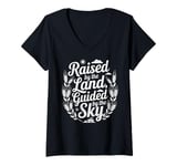 Womens Raised by the Land Guided by the Sky Farmer V-Neck T-Shirt