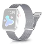 Apple Watch 9/8/7/6/5/4/3/2/1/SE - 45/44/42mm / Watch Ultra / Ultra 2 - Klockarmband i rostfritt stål m/magnetisk stängning - Silver