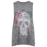 Vans Off The Wall Sketchy Skull Womens Grey Top cotton - Size Medium