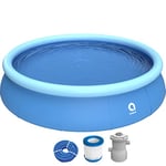 Avenli Piscine Hors-Sol Ronde avec Anneau Gonflable, autoportant, 420 x 84 cm, Bleu Clair, avec Pompe Filtre Incluse