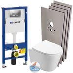 Pack wc Bati-support Geberit Duofix UP100 + Cuvette sat Infinitio sans bride + Set d'habillage + Plaque chrome