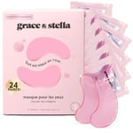 Grace & Stella - Masque Yeux [24 Paires, Rose] Patch Yeux Anti Cernes en Gel, Réduit les Cernes, Anti Rides, Anti Poche, Vegan & Cruelty-Free