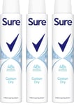 Sure Cotton Dry Anti-Perspirant Aerosol deodorant for women for 48hour 200ml x 3