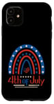 Coque pour iPhone 11 4 juillet 4 juillet arc-en-ciel blanc bleu rouge patriotique