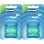 2 x Oral-B Satin Floss Dental Tape Mint, Comfort Grip, Satin-Like Texture - 25m