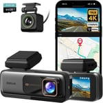 4K Dashcam Voiture Avant Arrière GPS, WiFi Caméra Voiture avec Carte SD 64GB,Camera Voiture Grand Angle 170°,Vision Nocturne,WDR,G-Capteur,Mode Stationnement 24H,Enregistrement en Boucle