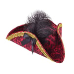 Bristol Novelty Dam/Dam Feathered Tricorn Pirathatt En Red/Black/Gold One Size