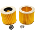 vhbw Lot de 2x filtres à cartouche compatible avec Kärcher WD 3.800 M Eco Logic, WD 3200 AF aspirateur à sec ou humide - Filtre plissé, jaune