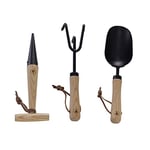 LAGUIOLE - LAGUIOLE, 40269052, Kit 3 Outils de Plantation Noirs et Bois, Outils coupants, Plantoir, Griffe de Jardin, Pelle, Outdoor, Extérieur, Plein Air, Noir