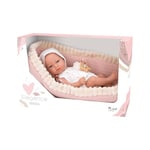 ARIAS Elegance ARI60680 Poupée de 38 cm avec Couverture, bébé réaliste avec vêtement Blanc et Bonnet chaperouche, Poids d'un Vrai bébé, nacelle et étoile en Bois, Jouet pour Enfants à partir de 3