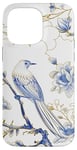 iPhone 14 Pro Max Vintage White Chinoiserie Blue Toile Bird Elegant Case