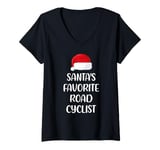 Womens Santas Favorite Road Cyclist Christmas Road Cycling V-Neck T-Shirt