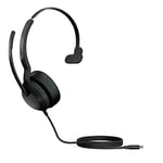 Jabra Evolve2 50 Micro-casque filaire mono - Technologie Jabra Air Comfort, microphones à réduction de bruit et ANC - Fonctionne avec les plateformes UC telles que Zoom et Google Meet - Noir