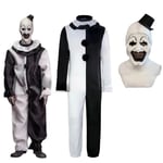 Art The Clown Cosplay Film Terrifier 2 Art The Clown Cosplay Kostym Jumpsuit Mask Halloween Kostymer Mask för Män Kvinnor Kostym och Mask B M