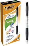 BIC Atlantis Classic Stylos-Bille Rétractables Pointe Moyenne (1,0 mm) - Noir, Boîte de 12