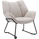 Wahson Office Chairs - Fauteuil Salon Confortable Assise Épais Fauteuil Chambre avec Pied Métal Fauteuil Relax pour Salon, Lin, Beige