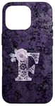 Coque pour iPhone 16 Pro Jolie rose florale violette avec monogramme lettre F