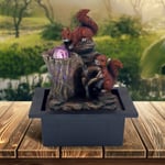 Squirrel Water Feature Fountain Tranquil LED Mini Indoor Zen Planter Table Decor