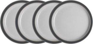 Denby - Elements Fossil Grey Dinner Plates Set of 4 - Dishwasher Microwave Safe