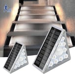 Lot De 2 Lampes Solaires D'extérieur Avec Détecteur De Mouvement - 9 Led - Étanche Ip68 - Éclairage D'escalier Led Pour Marches