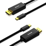 BENFEI USB C to DisplayPort Cable, 2 Pack 4K@60Hz 1.8M Thunderbolt 3 (USB-C) to DP Display Port Adapter Male to Male Gold-Plated Cord