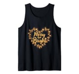 Merry and Bright Christmas Hearts and Lights Shine Design Tank Top