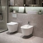 Horow - wc suspendu sans rebord et bidet, jusqu'à 400kg ,Rinçage rotatif ,siège softclose