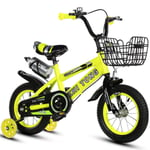 Boys Girls Kids Bike 2 Hand Brakes Bicycles，12/14/16/18Inch Wheels, Quick-Adjust Seat,Training Wheels, Push Handle for Easy Steering, Multiple Colors ( Color : Kettle Yellow , Size : 16 inches )