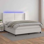 Sommier � lattes de lit matelas LED Blanc 180x200 cm Similicuir