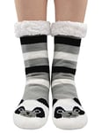 LOFIR Chaussettes Chaussons Femme Chaussettes Chaudes pour Hiver, Chaussettes Antidérapant à la Maison Femme Fille Noël Chaussettes Épais, Chaussettes Thermiques à Motif Animal, taille 35-41, 1 paire