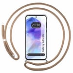 Tumundosmartphone Étui pendentif transparent pour Samsung Galaxy A55 5G avec cordon Camel