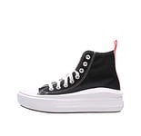 CONVERSE Chuck Taylor All Star Move Canvas Platform Sneaker, Black/Pink Salt/White, 40 EU