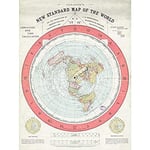 Map Gleason 1892 World Time Calculator Flat Earth Unframed Wall Art Print Poster Home Decor Premium