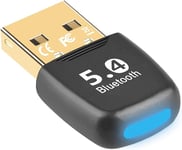 Dongle Bluetooth 5.4, Cle Bluetooth Pour Pc, Bluetooth Usb Pour Casque, Souris, Manette, Clavier, Imprimantes, Pc, Smartphone, Tablette, Avec Windows 11/10 / 8.1/7, Plug And Play