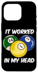 Coque pour iPhone 16 Pro Queue de billard humoristique avec citation It Worked In My Head