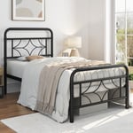 Cadre de Lit en Métal Moderne Lit Design Étoile Grand Rangement Sous le Lit Support de Lattes Solides Noir/90x190cm - Yaheetech