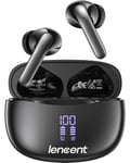 LENCENT Casques et Écouteurs sans Fil Bluetooth 5,3 Casque stéréo Étanchéité IPX5 Ecran d'alimentation LED Oreillette Intra-Auriculaires Micro intégré pour téléphone Autonomie 30H Tout Noir