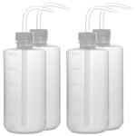 stonylab Wash Bottle, 4 Packs Plastic Squeeze Wash Bottle, LDPE with Narrow Mouth (500 ml, 4 Packs)