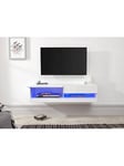 Gfw Galicia 120 Cm Floating Wall Tv Unit With Led Lights - Fits Up To 55 Inch Tv - White