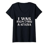 Womens I Was Fighting A Hyena Funny Surgery Recovery Get Well V-Neck T-Shirt