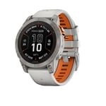 Garmin fenix 7 Pro - Sapphire Solar Edition, Titanium with Fog Gray/Ember Orange Band