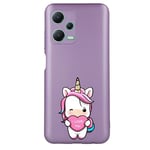 Coque violet pour Redmi Note 12 5G Poco X5 licorne coeur kawaii I love you