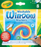 CRAYOLA Washable Window Markers - Assorted Colours (Pack of 8) | Can be Safely Drawn on Any Glass Surface from Mirrors to Car Windows | Ideal for Kids Aged 3+