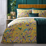 Laurence Llewelyn-Bowen - Yellow Birds Duvet Cover - Super King Bedding Size (260 x 220cm) - Soft 100% Cotton Satin - 2 Pillowcases - 200 Thread Count - Luxury Bedding - Bird Duvet Cover in Yellow