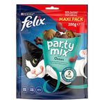 Purina Felix Party Mix Ocean Lot de 5 Sacs de 200 g pour Chat au Saumon, au Charbon et à la Truite