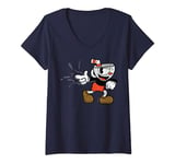 Femme Cuphead Classic Wink With A Snap T-Shirt avec Col en V