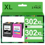 HALLOLUX 302XL Ink Cartridges Combo Pack Black and Tri-Colour Replacement for HP 302 XL for Deskjet 1110 2130 2134 3630 3632 3634 Officejet 3830 3834 4650 4651 4652 Envy 4520 4521 4522 4523 (2-Pack)